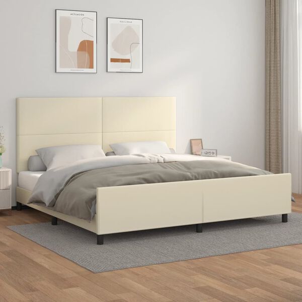 vidaXL Estructura de cama sin colch&oacute;n cuero sint&eacute;tico crema 200x200 cm