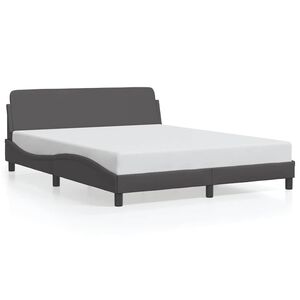 vidaXL Estructura de cama Dover cuero sint&eacute;tico gris 160x200 cm