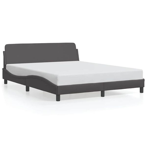 vidaXL Estructura de cama Dover cuero sint&eacute;tico gris 160x200 cm