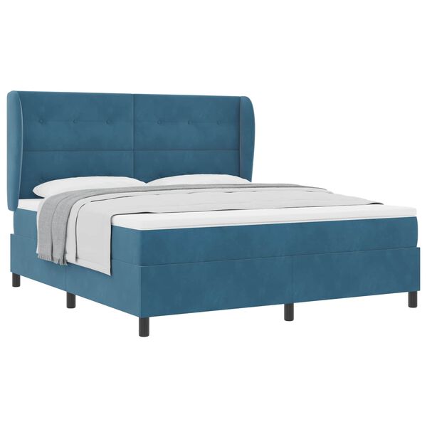 vidaXL Cama tipo Box Spring Azul Oscuro 200 x 180 cm Terciopelo