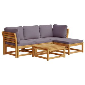 vidaXL Juego de muebles jard&iacute;n 5 pzas con cojines madera maciza acacia