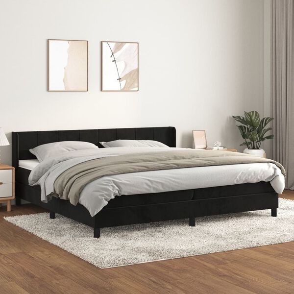vidaXL Cama box spring con colch&oacute;n terciopelo negro 200x200 cm