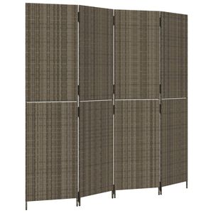 vidaXL Biombo de 4 paneles rat&aacute;n sint&eacute;tico gris