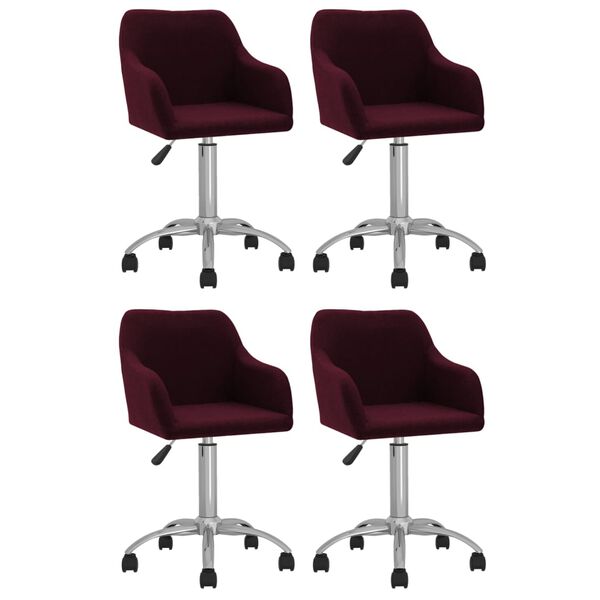 vidaXL Sillas de comedor giratorias 4 unidades tela morada