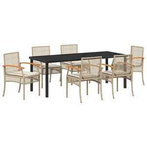 vidaXL Conjunto de Comedor de Jard&iacute;n 7 pcs Beige rat&aacute;n sint&eacute;tico