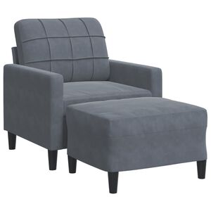 vidaXL Sill&oacute;n con taburete terciopelo gris oscuro 60 cm