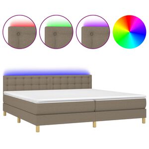vidaXL Cama box spring con colch&oacute;n LED tela gris taupe 200x200 cm