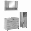 vidaXL Juego de muebles de ba&ntilde;o con caj&oacute;n con puerta 3 pcs Gris Sonoma