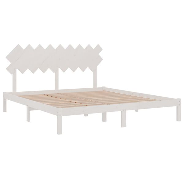 vidaXL Estructura cama de madera maciza blanca super king 180x200 cm