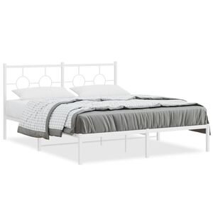 vidaXL Estructura cama sin colch&oacute;n con cabecero metal blanco 150x200cm