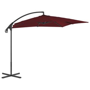 vidaXL Sombrilla jard&iacute;n voladiza palo de acero vino tinto 250x250 cm