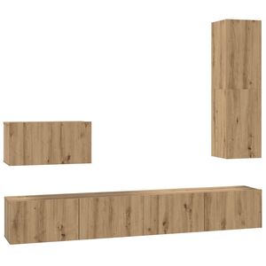 vidaXL Mueble de TV de Pared Montaje en la pared 4 pcs Roble artesanal