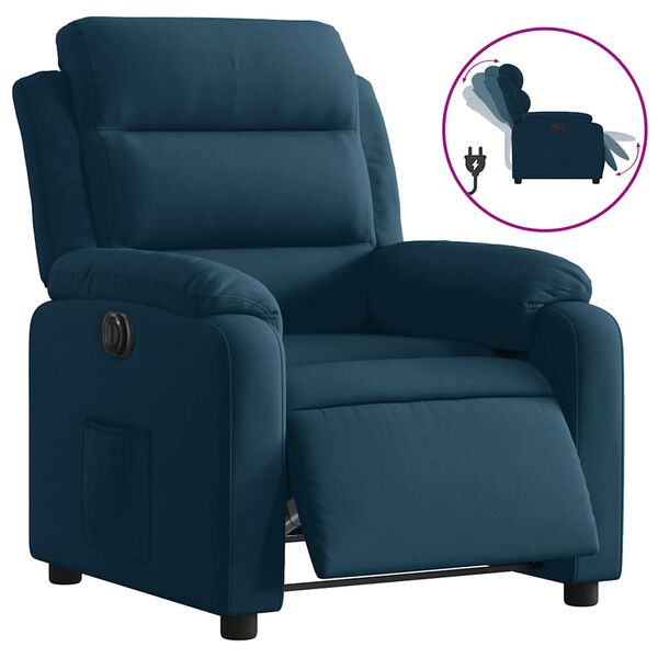 vidaXL Sill&oacute;n reclinable el&eacute;ctrico terciopelo azul