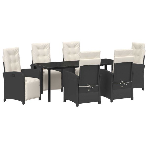vidaXL Conjunto de Comedor de Jard&iacute;n 7 pcs Negro rat&aacute;n sint&eacute;tico