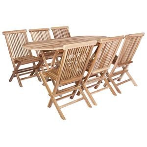 vidaXL Conjunto de Muebles de Jard&iacute;n 7 uds. Natural