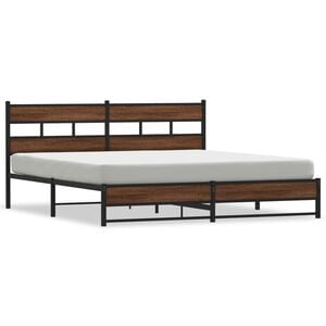 vidaXL Estructura de cama sin colch&oacute;n metal roble marr&oacute;n 180x200 cm
