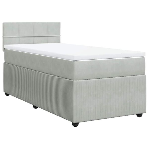 vidaXL Cama box spring con colch&oacute;n terciopelo gris claro 80x200 cm