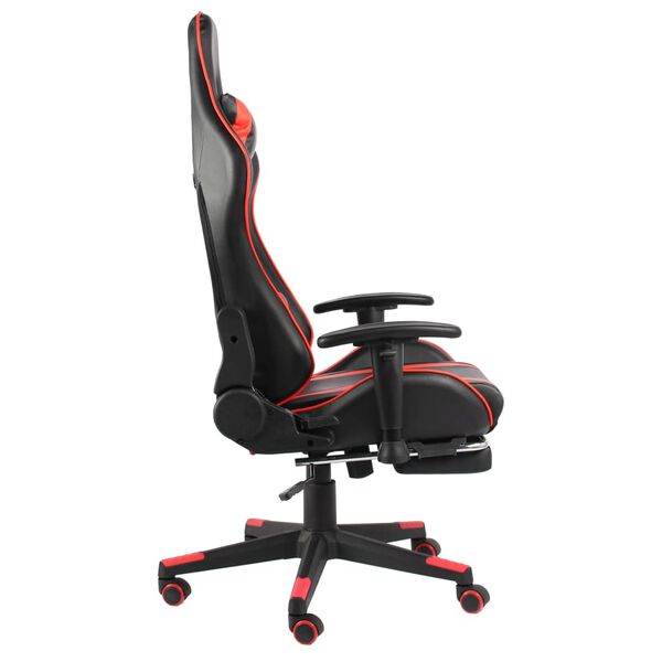 vidaXL Silla gaming giratoria con reposapi&eacute;s PVC rojo
