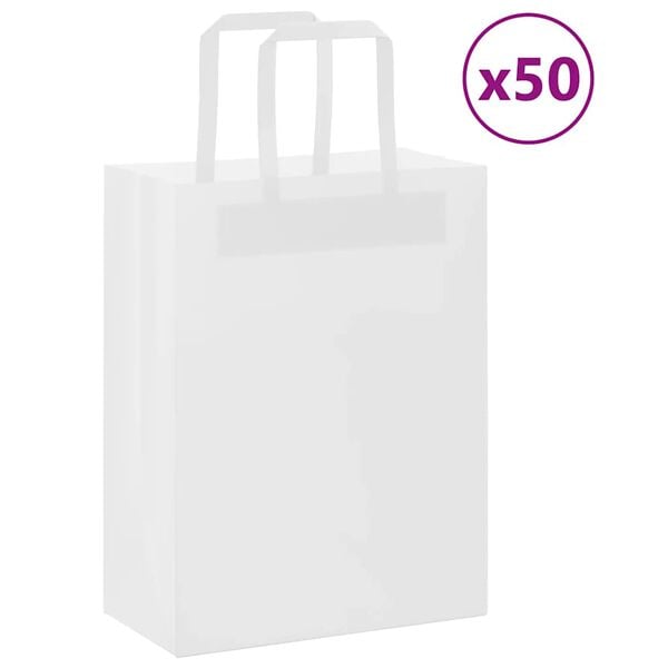 vidaXL Bolsas de papel con asas 50 uds blanca 21x11x28 cm