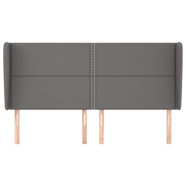 vidaXL Cabecero con orejas cuero sint&eacute;tico gris 203x23x118/128 cm