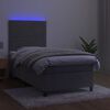 vidaXL Cama box spring colch&oacute;n y LED terciopelo gris claro 90x200 cm
