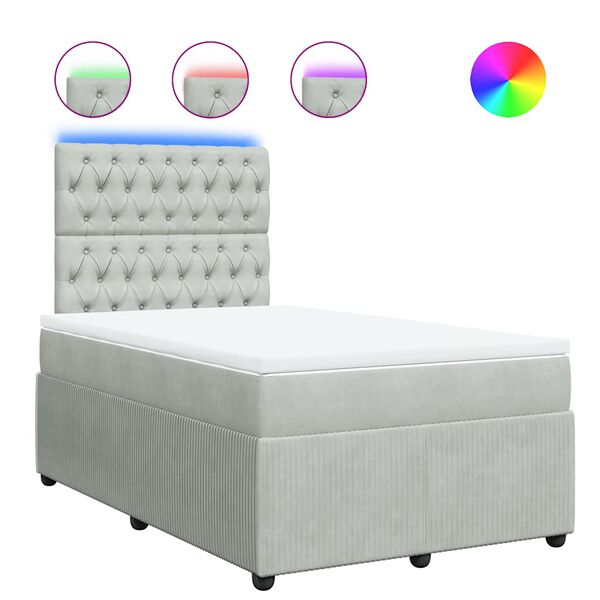 vidaXL Cama box spring con colch&oacute;n terciopelo gris claro 120x200 cm