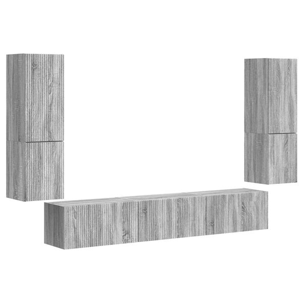 vidaXL Conjunto de mueble de TV 4 pcs Gris Sonoma Madera de ingenier&iacute;a