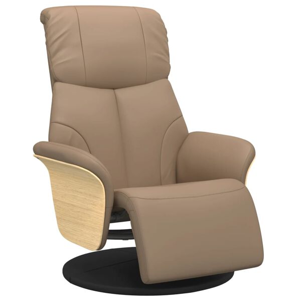 vidaXL Sill&oacute;n reclinable con reposapi&eacute;s cuero sint&eacute;tico capuchino