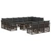 vidaXL Conjunto de sof&aacute;s de jard&iacute;n 14 uds. Gris rat&aacute;n sint&eacute;tico