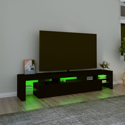 vidaXL Mueble de TV con luces LED Negro 200x36,5x40 cm