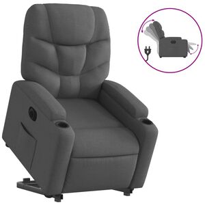 vidaXL Sill&oacute;n el&eacute;ctrico reclinable elevable de tela gris oscuro