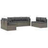 vidaXL Set de muebles de jard&iacute;n 7 pzas y cojines rat&aacute;n sint&eacute;tico gris