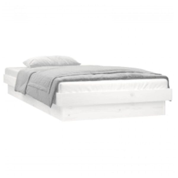 vidaXL Estructura cama LED sin colch&oacute;n madera maciza blanco 90x200 cm