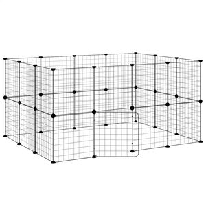 vidaXL Jaula para mascotas de 28 paneles puerta acero negro 35x35 cm