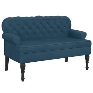 vidaXL Banco con respaldo terciopelo azul 119,5x64,5x75 cm