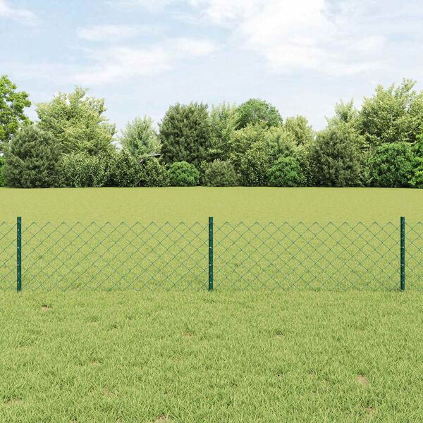 vidaXL Valla con Poste Verde 0,4 x 25 m Acero y PVC