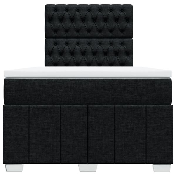 vidaXL Cama box spring con colch&oacute;n tela negro 120x200 cm