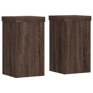 vidaXL Soportes de plantas 2 uds madera marr&oacute;n roble 10x10x18 cm