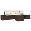 vidaXL Conjunto de sof&aacute; de jard&iacute;n 5 pcs Marr&oacute;n y crema rat&aacute;n sint&eacute;tico