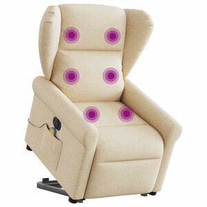vidaXL Sill&oacute;n de masaje el&eacute;ctrico reclinable elevable tela crema