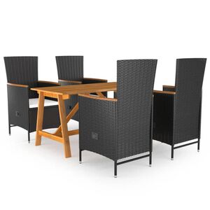 vidaXL Juego de comedor para jard&iacute;n 5 piezas negro