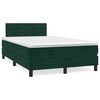vidaXL Cama box spring colch&oacute;n y LED terciopelo verde oscuro 120x190cm
