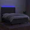 vidaXL Cama box spring colch&oacute;n y luces LED tela gris oscuro 140x190 cm