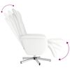 vidaXL Sillón reclinable masaje con reposapiés cuero sintético blanco