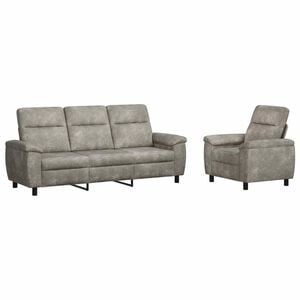 vidaXL Juego de Sof&aacute; 2 pcs Gris Claro Cuero de Suede Sint&eacute;tico