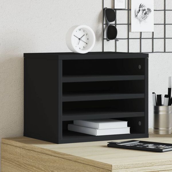 vidaXL Organizador escritorio madera ingeniería negro 36x26x29,5 cm