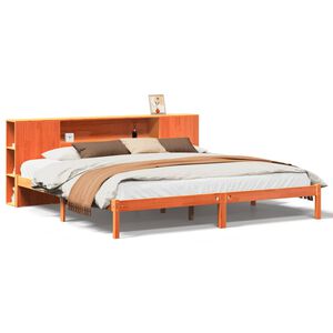 vidaXL Cama con estanter&iacute;a sin colch&oacute;n madera maciza marr&oacute;n 180x200cm