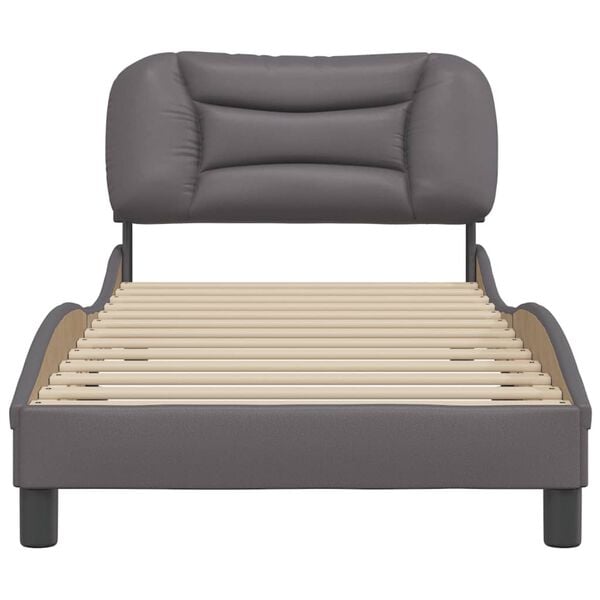 vidaXL Estructura de cama sin colchón Hvar cuero sintético gris 90x200 cm