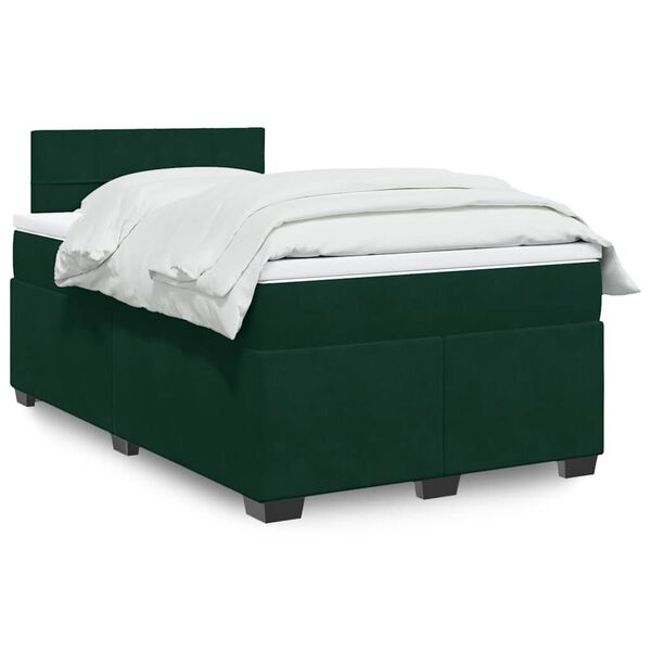 vidaXL Cama box spring con colch&oacute;n terciopelo verde oscuro 120x200 cm