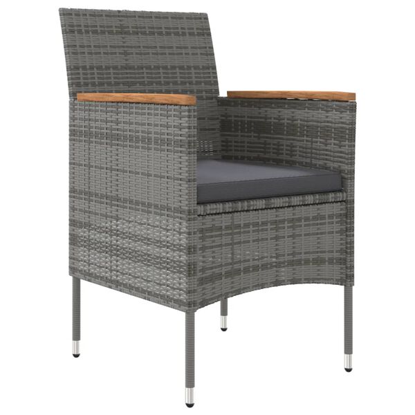 vidaXL Juego de comedor de jard&iacute;n 7 piezas con cojines gris y negro